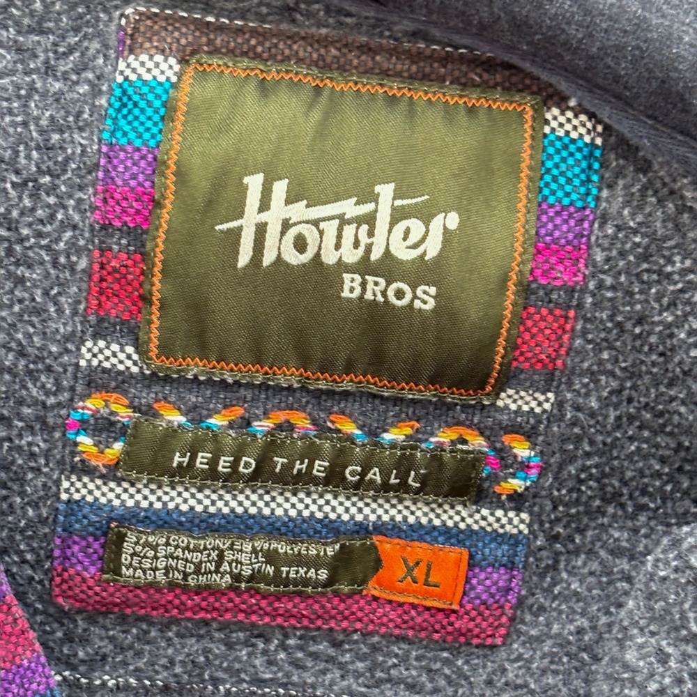 Howler Brothers Navy Hooded Pullover with Purple, Teal & Magenta Stripes - Picture 9 of 11